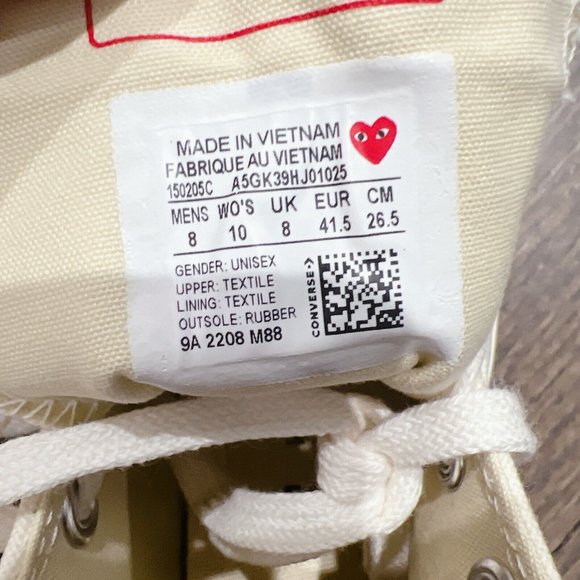 Comme des Garcons PLAY Converse Chuck Taylor All Star High-Top Sneaker Men US 8 - Picture 12 of 12
